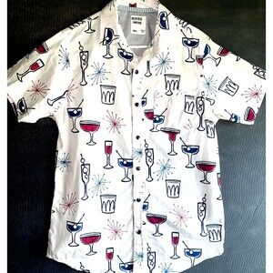 Reverse Threads  Frenzy Shirt Men's Button Down Cocktails Theme 2024 Small